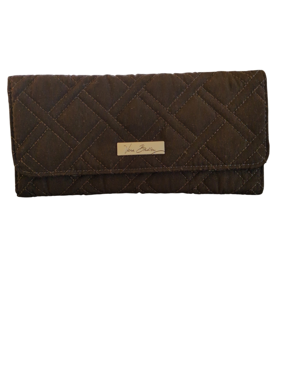 Vera Bradley Brown Quilted Fold-Over Wallet Clutch